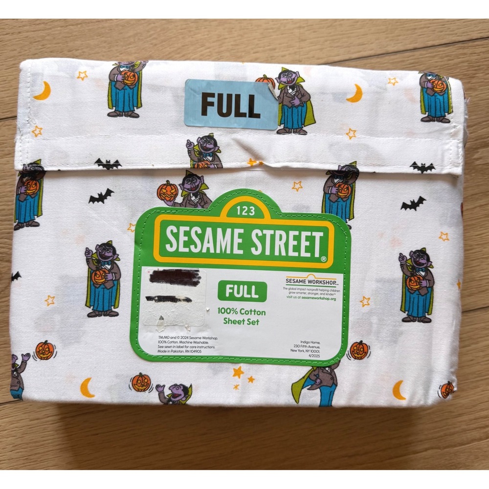 Sesame Street Count von Count Halloween Full 100% Cotton 4 Piece Sheet Set NEW